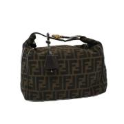 Pre-owned Brunt lerret Fendi veske