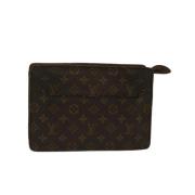 Pre-owned Brunt lerret Louis Vuitton clutch for menn