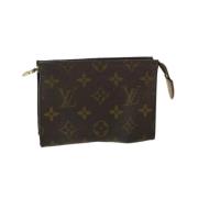 Pre-owned Brunt lerret Louis Vuitton lommebok