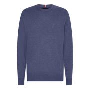 Blå Pima Bomull Cashmere Crew Neck Genser