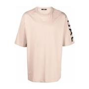 Beige T-skjorte med Logo Print