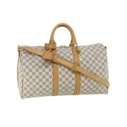 Pre-owned Beige lerret Louis Vuitton Keepall