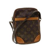 Pre-owned Brunt lerret Louis Vuitton skuldervesker