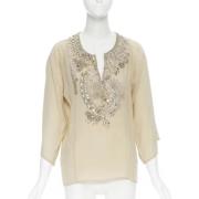 Pre-owned Beige Silke Oscar de la Renta Top