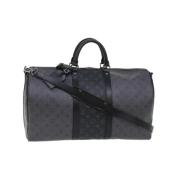 Pre-owned Grått lerret Louis Vuitton Keepall