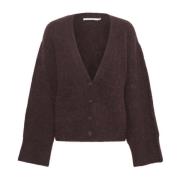 Plum Melange Knapp Cardigan