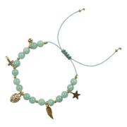 Stone Bead Bracelet 6 MM W/Charms - Green Jade