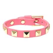 Leather Stud Bracelet Geranium Pink