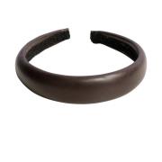 Leather Hair Band Broad Chocolate Brown