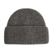 Chunky Ribbestrikket Ayla Beanie - Mørkegrå