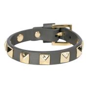 Leather Stud Bracelet Dark Grey