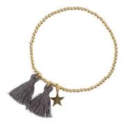 Metal Bead Bracelet W/Tassel Dark Grey