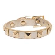 Leather Stud Bracelet Gold Metallic