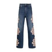 Bootcut jeans med blomsterbroderi
