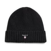 Svart Ullforet Beanie Lue