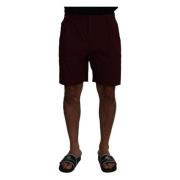 Maroon Bomull Bermuda Shorts