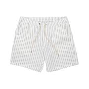 Sort Stribet Elastisk Midje Shorts