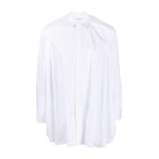 Hvit Bomullsskjorte med Sidesplitter