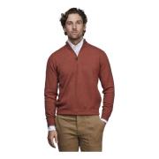 Brent Orange Hansen & Jacob Half Zip Diamond Knit Genser