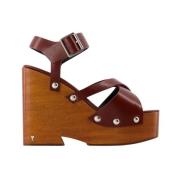 Cognac Lær Strappy Sandaler