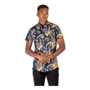 Navy Blend Hawaii Skjorte Fra Marcus - Navy M. Blomster/Night Navy Skj...