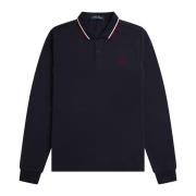 Autentisk langermet Twin Tipped Polo Navy