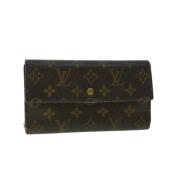 Pre-owned Brunt lerret Louis Vuitton lommebok