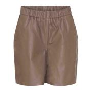 Løstsittende Skinnshorts Taupe