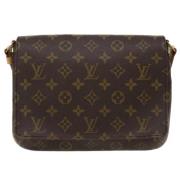 Pre-owned Brunt lerret Louis Vuitton Musette Tango