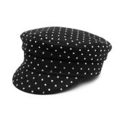 Svart Rhinestone Ull Baker Boy Hatt