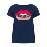 Grafisk Lips T-skjorte med Moschino Logo