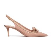 Pudder Patentlær Slingback med Rockstud-detaljer