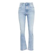 Stilige High Waist Flare Jeans med Splitt Detaljer