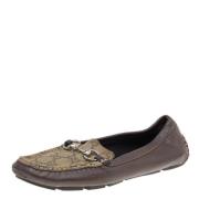 Pre-owned Beige belagt lerret Gucci Flats