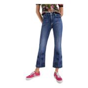 Blå Denim Jeans med Glidelås og Knappelukking