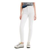 Hvite Jeans med Glidelås og Knappelukking