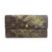 Pre-owned Brunt lerret Louis Vuitton lommebok