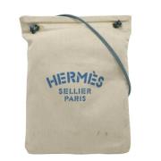 Pre-owned Hvitt lerret Hermes skulderveske