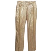 Pre-owned Dior-bukser i gullskinn