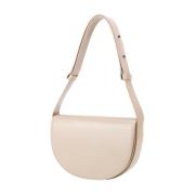 Beige Shiny Structure Light Nude Crossbody Veske