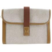 Pre-owned Beige Canvas Hermes Clutch