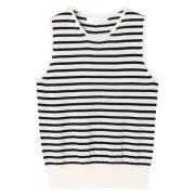 Classic Merino Tank - Cream Navy Stripe