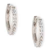 Mini Pave Huggie Hoop Earrings - Silver