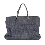 Pre-owned Navy Denim Chanel Tote
