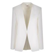 Ivory Lin Tailored Jacket med V-hals og knappede mansjetter