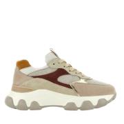 Beige Semskede Sneakers med Lurex-innlegg