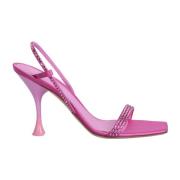 Fuxia Eloise sandals by 3Juin; made of satin, they feature rhinestone ...