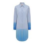 Blå Stripet Asymmetrisk Skjorte
