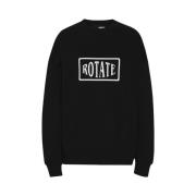 Oversized Svart Sweatshirt med Brodert Logo