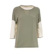 Bicolor Bluse med 3/4 Ermer